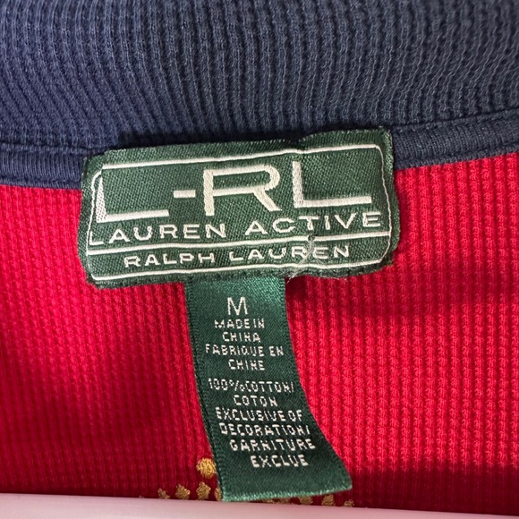 Vintage Lauren Ralph Lauren Equestrian Club Crest 1/4 Zip Women Medium Red Y2K - Picture 6 of 6
